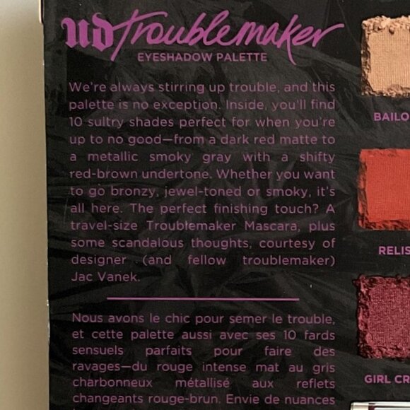 URBAN DECAY LIMITED EDITION TROUBLEMAKER EYESHAWDOW PALETTE - Picture 9 of 12